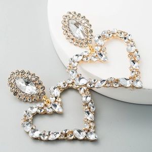 Heart crystals drop fashion luxury jewelry earrings